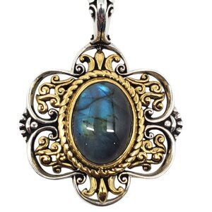 Carolyn Pollack Sterling Silver & Brass Labradorite Pendant #23655